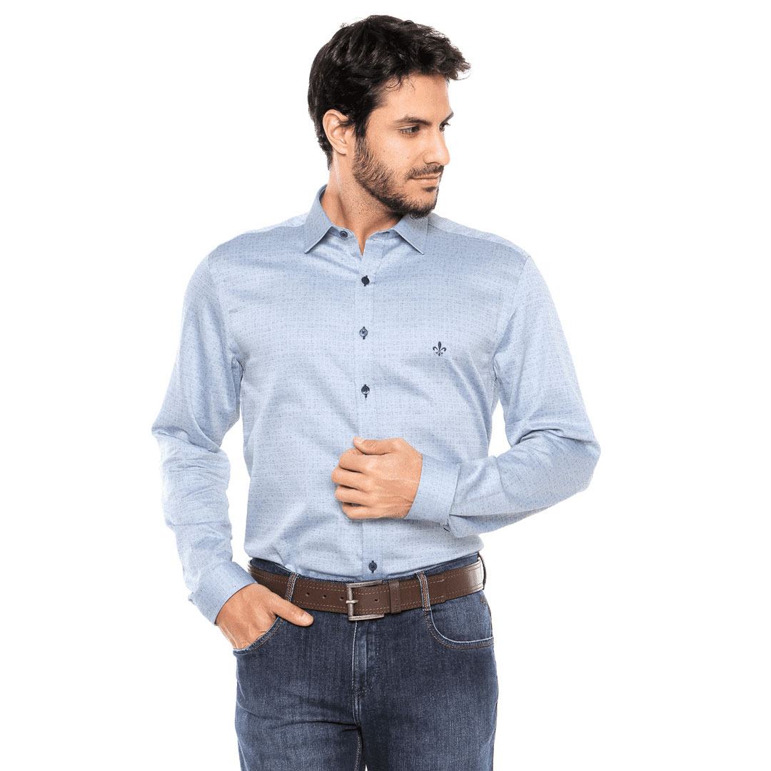 Camisa Dudalina Abstrata Azul Claro