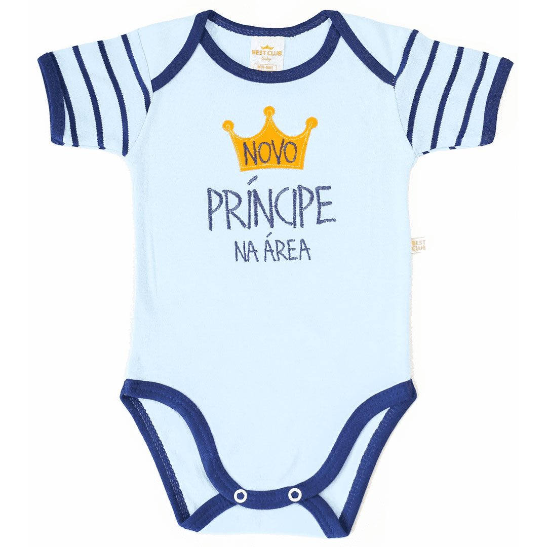 Body Frases Best Club Baby Bordado Azul Claro