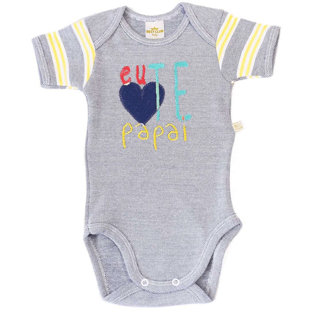 Body Frases Best Club Baby Bordado Azul